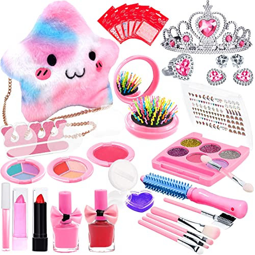 McNory Kinderschminke Set Mädchen,33PCS Abwaschbar Real Kinder Kosmetik Set mit Schminkkoffer Mädchen Spielzeug, Rollenspiel Spielzeug Geschenk für Mädchen Kleine Kinder Prinzessin