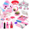 McNory Kinderschminke Set Mädchen,33PCS Abwaschbar Real Kinder Kosmetik Set mit Schminkkoffer Mädchen Spielzeug, Rollenspiel Spielzeug Geschenk für Mädchen Kleine Kinder Prinzessin
