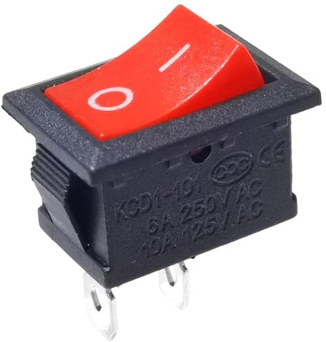 AUTOZOCO Interruptor basculante, Interruptor 2 posiciones, Interruptor 2 vias, Interruptor 2 pines, Interruptor 2 terminales, Interruptor ON/OFF SPST, 16 A 250 VAC | 10A 125VAC, Rojo sin Luz