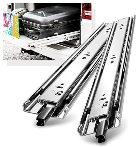 Schwerlastauszug 2 Stück Schubladenschienen Vollauszug H:51 / L:450mm Mit Schloss Schubladenauszug Schienen für Schubladen Schienensystem Rollenauszug Teleskopschiene Tragkraft 68 kg 1 Paar