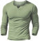 Mens Long Sleeve Henleys T-Shirts Buttons Placket Plain v Neck Cotton Shirts Cotton Style B Lime Green M