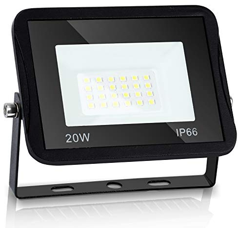Yakimz LED Strahler Außen, 20W LED Strahler Außen, Superhell 6000K 1700LM LED Scheinwerfer, Kaltweiß Wandleuchte, Abstrahlwinkel 120°, IP66 Wasserfest Außenstrahler für Hof, Garage, Garten Deko