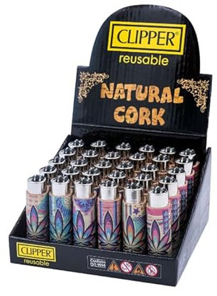 Clipper Cork Cover Leaves #36 Hülle - Limited Gas Bong Feuerzeug Pfeifen Einweg Pfeife Metall Box