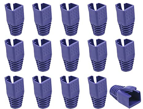 Conector de cable RJ-45, botas RJ45, cable de red de plástico, 100 piezas CAT6A, CAT7, CAT8, cable de red Ethernet RJ45, botas de alivio de tensión (morado)
