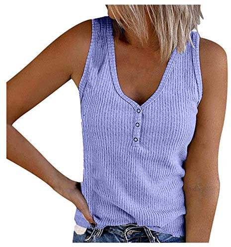 Pianshanzi Tanktop Damen Damen Oberteil mit V Ausschnitt Locker Unterhemd Spaghettiträger Basic Tank Tops Shirt Ärmellos Weste Sommer Strand Bluse Shirt Casual Retro Vest Leichte Elegant Tops Sommer