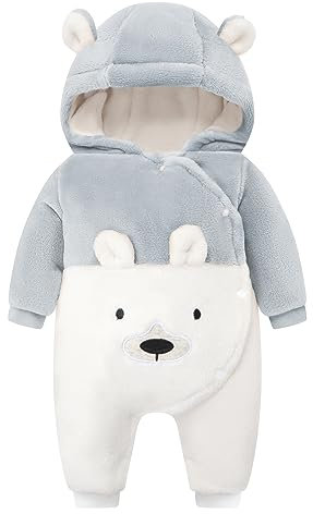 WYTbaby Tute da neve bambino Pile tuta neve Neonato Inverno con Cappuccio Calore Infantile pagliaccetto Tute Neve Outfit per Ragazze Ragazzi 3-6 Mesi