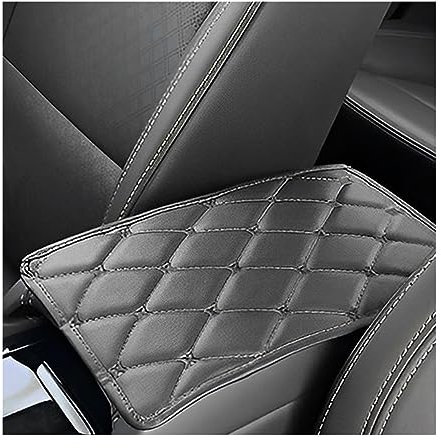 JNNJ Auto Mittelkonsolenpolster, Leather Car Armrest Box Pad, Mittelarmlehne Abdeckung Auto Armlehnen Mittelkonsole Schutz, Center Console Lederpolster(Schwarz)