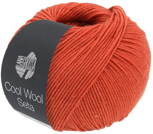 LANA GROSSA Cool Wool Seta | Cool Wool Klassiker mit Seidenanteil | Handstrickgarn aus 80% Schurwolle (Merino extrafein) & 20% Seide | 50g Wolle zum Stricken & Häkeln | 160m Garn FB 8