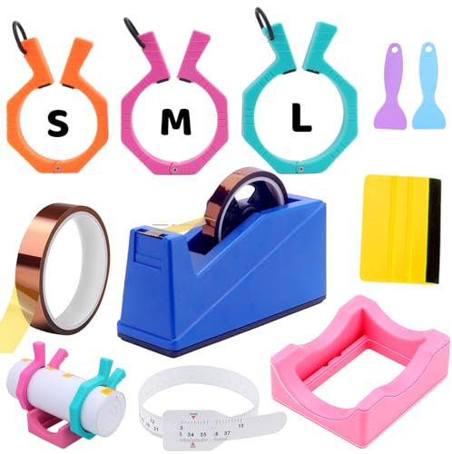 3-Size Pinch Perfect Tumbler Clamp for Sublimation,Sublimation Tumbler Clamp for12 OZ,15 OZ,20 Oz,30 OZ,Sublimation Blanks Tumblers,Cup Cradle,Desktop Heat Tape Dispenser(3Size-Big Kit/Blue)