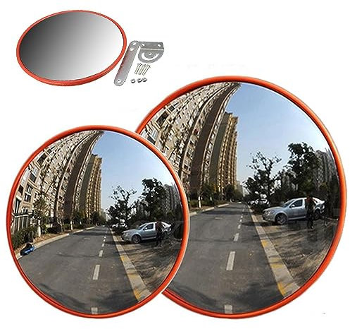 Miroir routier Miroir de circulation convexe 60 cm pour routes, entrepôts, garages, magasins et bureaux, miroirs de sécurité/miroir surveillance avec support mural, miroir sortie garage