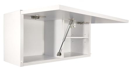 Milionmeblicom Badezimmerschrank Laura Hängeschrank Badezimmermöbel Klappbarer Badezimmer Wandschrank Teleskopöffnung - Mattweiß/Weiß Hochglanz, Maße 30 x 60 x 23 cm