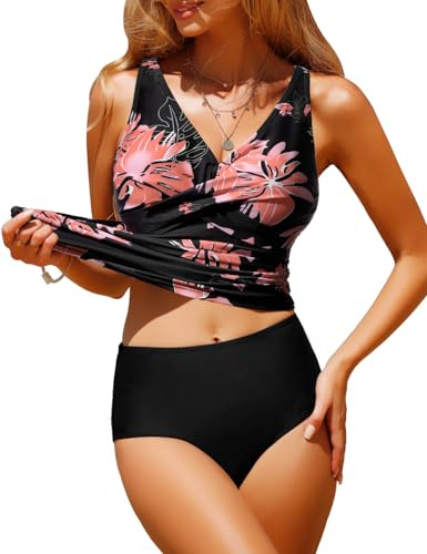 UMIPUBO Tankini Maillot de Bain Femme 2 Pieces,Maillot de Bain Gainant Ventre Plat avec Short,Sexy Col en V Tankini Grande Taille