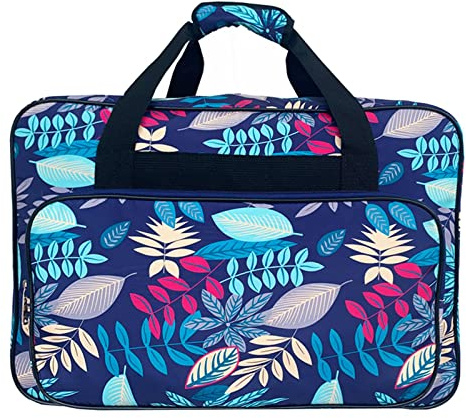 Harilla Sewing Machine Storage Tote Bag Sewing Machine Carrying Case Storage Cover Carrying Bag with Extra Pockets and Handles, Crochet Hooks Pocket,Blue A
