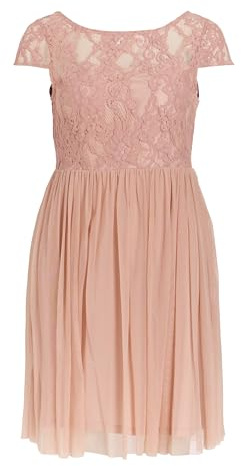 Vila Damen Kurzkleid Spitzen VIULRICANA SS BOATNECK SHORT DRESS/BM/DC (DE/NL/SE/PL, Numerisch, 38, Regular, Regular, misty rose)