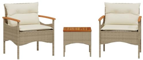vidaXL Garten Sofagarnitur 3-TLG., Gartensofa mit Kissen Stahlrahmen, Sitzgruppe für Garten Terrasse, Gartenmöbel, Modern, Grau Poly Rattan