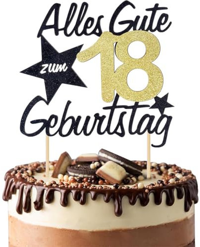 Torten Deko Zum 18. Geburtstag - Happy Birthday Cake Topper Kuchen Deko Gold für Männer und Frauen