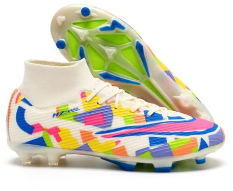 BINBINNIAO Boys Football Boots - Mens High Top Spike Microfibre Cleats