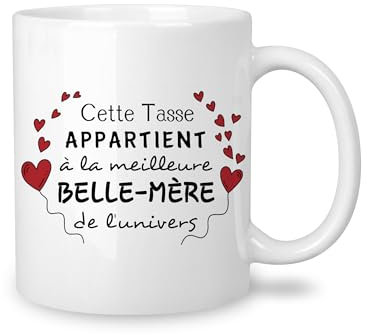 Yufansd Tasse Mug Le Meilleure Belle-mère de L'univers Cadeaux pour Belle-mère Femme Idée Originale Cadeaux d'anniversaire Fête des Mères Noël Merci Belle-mère Souvenir Céramique 350 ml (Belle-mère)