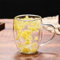 RXMORI Double Wall Glass Coffee Mug, Clear Flower Coffee Mug with Handle, 350 ml Unique Flower Filler Glass Coffee Cups for Tea Milk Latte Hot Cold Beverage Wine Espresso (Yellow)