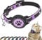 Airtag Katzenhalsband Breakaway, Reflektierendes Kätzchenhalsband mit Airtag-Halterung und Glocke, Bequeme Polsterung, Verstellbar, Langlebig, Passend für Katzen(Lila,S)