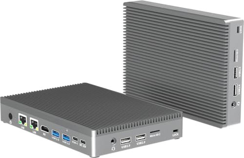 HEIGAOLAPC Mini PC, 12th Gen Alder Lake- N100(3.4GHz), 16GB RAM 512GB eMMC, Fanless Mini Computers, Full-Functional USB-C Portable PC, Dual Display 4K 60Hz, Dual 2.5G Ethernet, 2.4G/5G WiFi BT 5.2