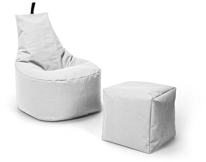 Nadimaideal Sitzsack XL - XXL für Kinder, Teenager & Erwachsene | Indoor & Outdoor | bereits gefüllt | Sitzsack Gaming | Füllung EPS Perlen (Weiß, XXL - Durchmesser 80 cm für Erwachsene)