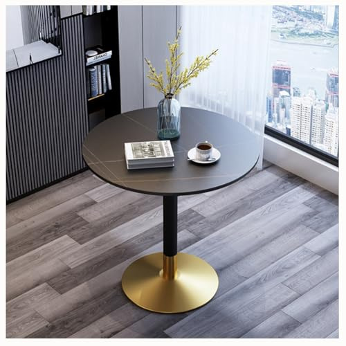 Rund Marmorplatte Sockeltisch Klein Küche Esstisch Modern Rund 2 - 4 Sitzer Frühstück Bistro-Tisch Mit Sockel Im Tulpen-Design Für Zuhause Büro Wohnbereich Küche Freize(Size:70CM/27.3'',Color:Schwarz)