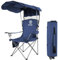 Elevon Silla de camping, silla plegable de gran tamaño con toldo, silla portátil para exteriores con brazos, portavasos y bolsa de transporte para camping, pesca, playa y deportes, color azul marino