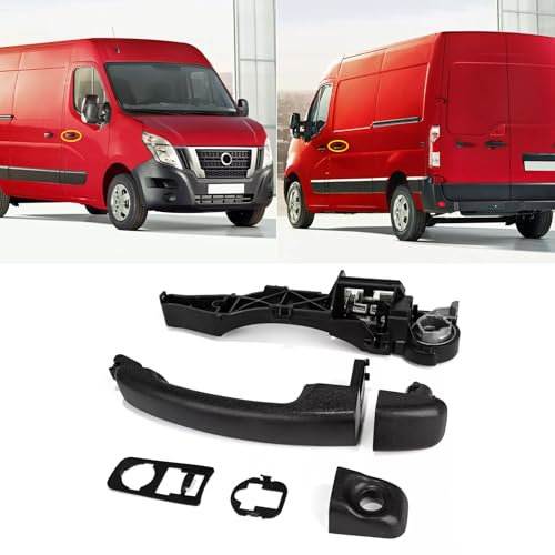 TTCR-II 4 PCS Compatible avec Poignée Porte Nissan NV400/Opel Movano B/Renault Master III 2010-2022, 806079208R Poigner Porte pour Bus/Kasten/Pritsche/Fahrgestell Poignée Extérieur-Droit Noir