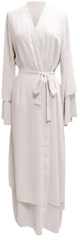 Muslimisches Gebetskleid, einfarbig, Arabisch, Kaftan, Abaya, muslimisches Kleid, Damen, lässig, islamisch, Gebetskleid, lang, Djellaba, Islamisches Set, weiß, Small