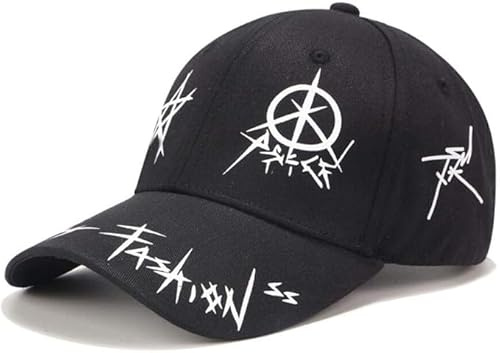 Stylische Hip-Hop Graffiti Baseball Caps für Herren und Damen – Verstellbare Schiebermütze in Weiß & Schwarz