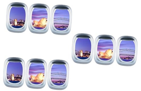 DIYEAH 9hojas Calcomanía De Ventana De Paisaje Aéreo Decoración Removible Para Pared Sticker De Ventana Simulada Para Dormitorios y Salas De Estar