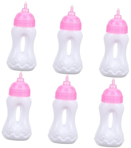 OFFIGAM 6pcs Miniature Bottles for Dolls Realistic Doll Juice Bottles for Boys and Girls Play Favors Imaginative Role Play Accessories