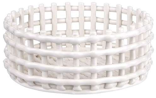 BUTLERS Korb Keramik Ø20cm CRAFT | Flechtmuster Deko-Korb aus Steinzeug | ideal für Bad Küche Tischdeko