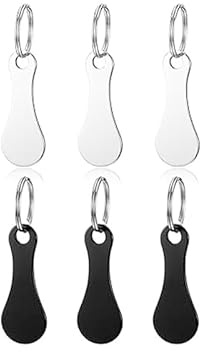 GUQIANLU 6 Pcs Quarter Holder Keychain- Stainless Steel Shopping Trolley Token Unisex for Grocery Shopping(Silver+Black)