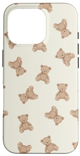 Niedliches Teddybär-Muster, kuschelig, kokett, ästhetisch Hülle für iPhone 16 Pro