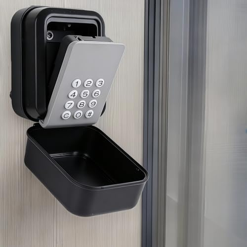 HENYEER Cassaforte elettronica intelligente per chiavi, cassetta portachiavi da parete con serratura a 12 cifre, serratura Bluetooth o a combinazione, copertura impermeabile per Airbnb, casa, garage
