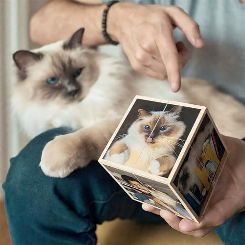 Drawelry Personalisierte Fotowürfel mit 9 Bild Drucken Cube Würfel Fotoalben Faltbare Fotos Zauberwürfel für Familie Freund Gedenk Hochzeit Reisen Eltern-Kinder Haustier Fotodruck Fotorahmen Album (D)