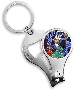 Sexy Woman Bikini Bra Romance Moonlight Bird Painting Metal Key Chain Ring Multi-function Nail Clippers Bottle Opener Car Keychain Best Charm Gift