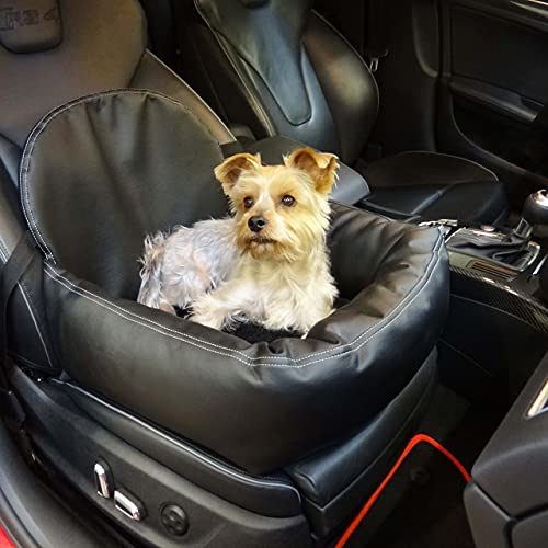 Hundesitz Autositz Leder-Look kompatibel für Audi A1 | Haustiersitz, Hundesitz, Sicherheitsgurt, Autoschutz, Tiertransport