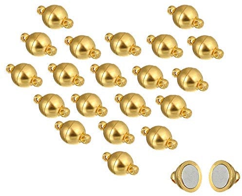MOAMUN 20 Stück Magnetverschluss Armband, 6MM Runde Magnetverschluss Kette, Verschlüsse für Armbänder Schmuck Kettenverschluss für Halsketten Fußkettchen Schmuckherstellung DIY Handwerk (Gold 6mm)