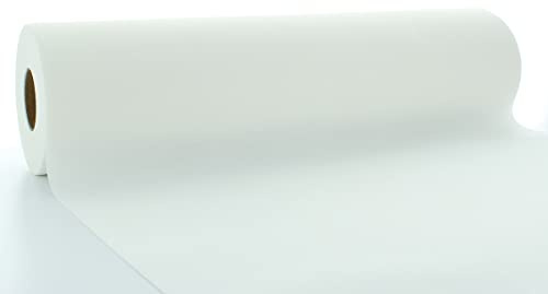 Mank Uni Linclass Airlaid 70g Tischläufer Tischdecke 40 cm x 24 lfm stoffähnliche Tischläufer für Hochzeit, Taufe und andere Festlichkeiten (weiß)