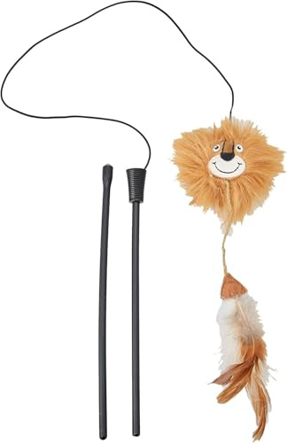 Petface Lion Teaser Toy for Cats, Interactive Wand (Pack of 1) | Filled with Natural Catnip & Feathers, Engages Hunting Instincts, Durable Design, Promotes Healthy Play
