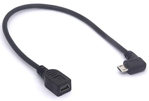 Right Angle Micro USB to Mini USB Female Cable Extender - 90 degree B Micro Usb Male to Mini Female Connector Adapter for MP3 Camera Smartphone Tablets (Right)