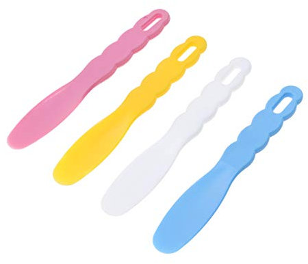 SUPVOX 4Pcs Assorted Color Plastic Lab Spatula Set, Heat-Resistant Mixing Tools for Impression Material and Alginate, Easy to Hold and Clean