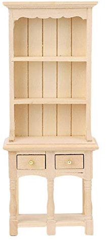 1:12 Puppenhaus Miniatur Zubehör Bücherregal Mini Zarte Holz 3 Tier Schublade Handwerk Möbel Dekoration für Puppenhaus(Holzfarbe)