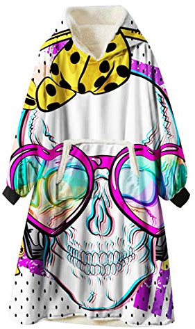 Odot Kapuzenpullover Decke mit Kapuze 3D Hoodie Sweatshirt Tragbare, Ultra Plüsch Pullover Weiche Riesen Hoodie Fronttasche Erwachsene Männer Frauen Jugendliche (Einheitsgröße,Brille)