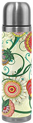 FANTAZIO Termo Termo Hermosos Patrón Floral Vintage Botella Termo para Líquidos Calientes