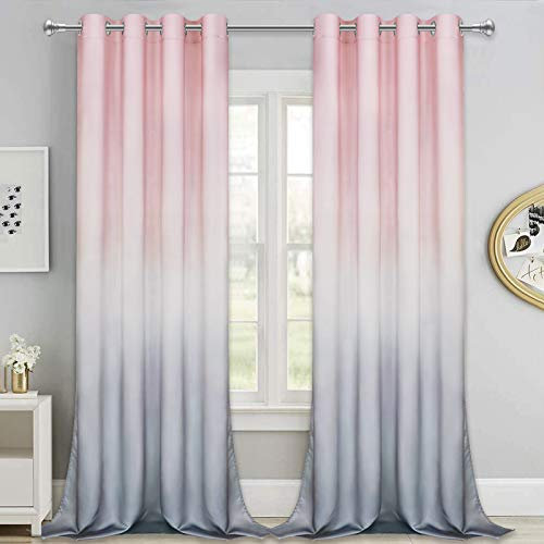 ASPMIZ Tende per finestre sfumate sfumate, da rosa a grigio, 2 tonalità, tende per finestre con occhielli per camera da letto e soggiorno, set di 2 pannelli, 132 x 213 cm di lunghezza