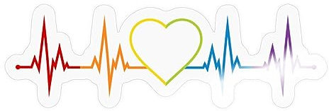 Spreadshirt Herzschlag Herz Regenbogen LGBT CSD Bunt Sticker Aufkleber, 10 x 10 cm, Transparent glänzend
